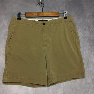 Abercrombie & Fitch Men Chino Khaki Shorts size 30 Tan Flat Front Cotton Stretch